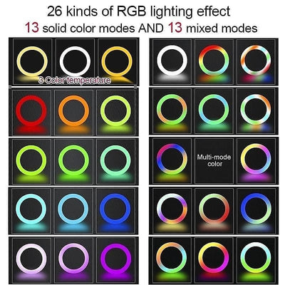 RGB 26 CM Professional LED Ring Light With 7 FT Tripod Stand