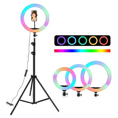 RGB 26 CM Professional LED Ring Light With 7 FT Tripod Stand